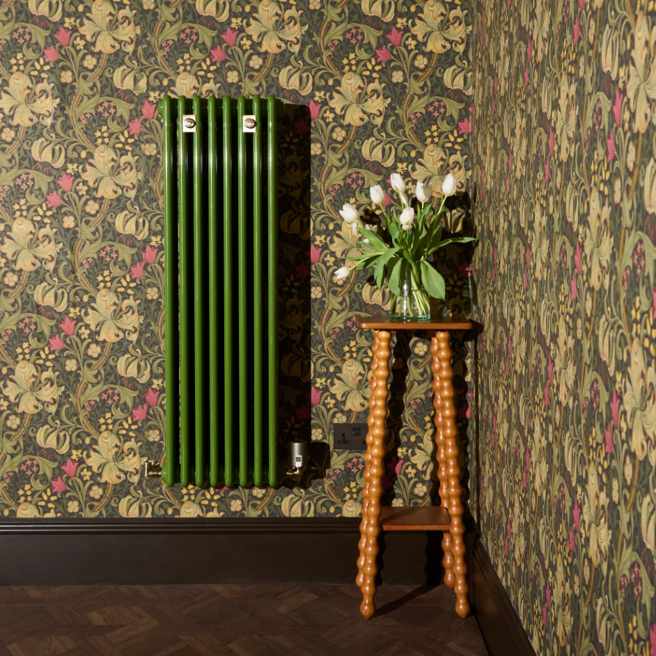 Genius Smart Radiator Valve on Steel column radiator by Castrads