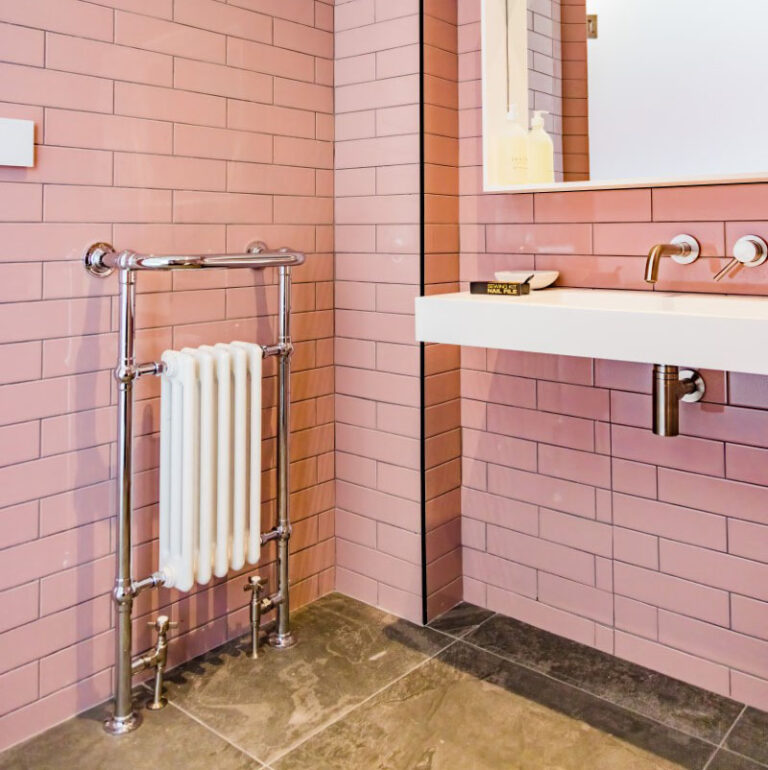 Period style bathroom radiator in edwardian country house