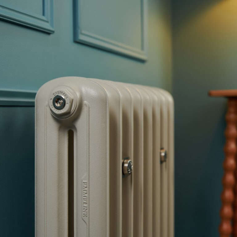 Emmeline school style radiator in Little Greene Portland Stone