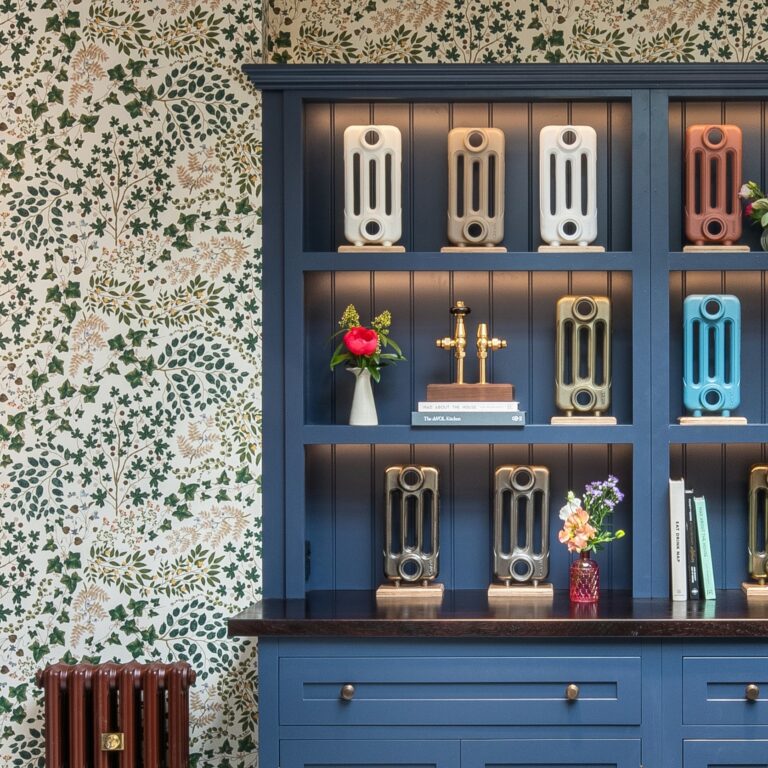Cast Iron radiators displayed in London showroom on Fulham Road