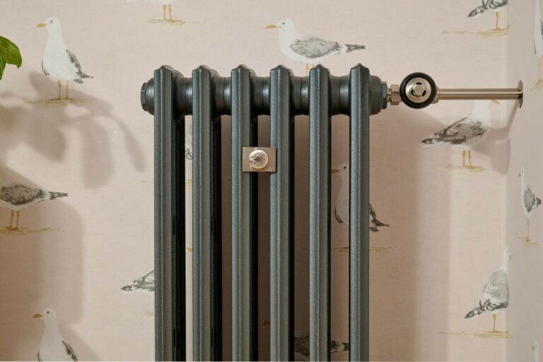 The Grace sectional cast iron radiator in the signature 'pencil' finish